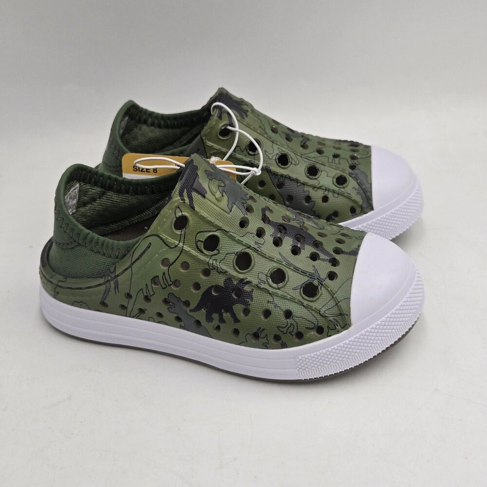 Skechers Foamies Toddler Size 8 Green Dinosaur Slip On Shoes NWT Sneakers